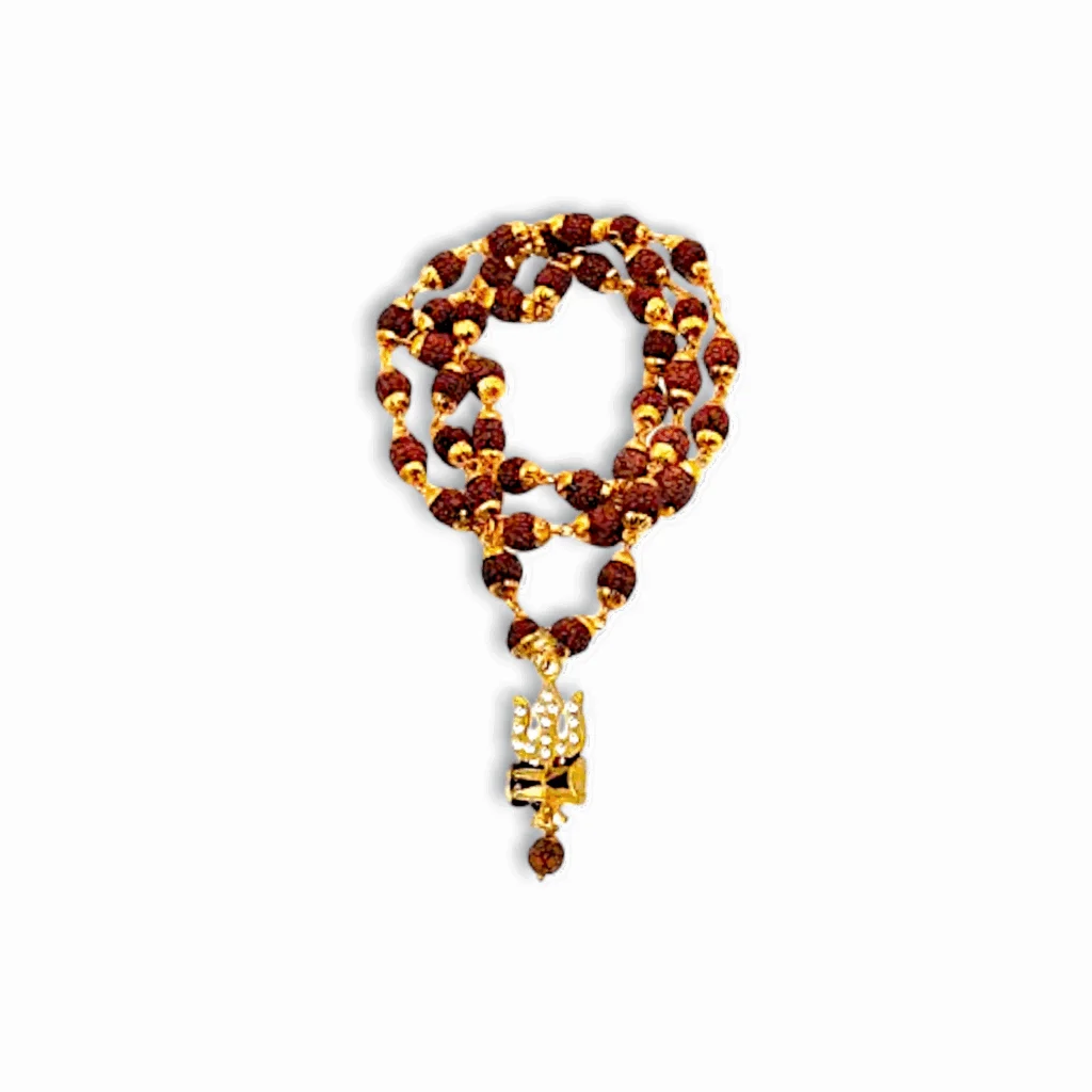 Shiv Rudraksha Mala - Rudraksha Mala - With Trishul & Damroo