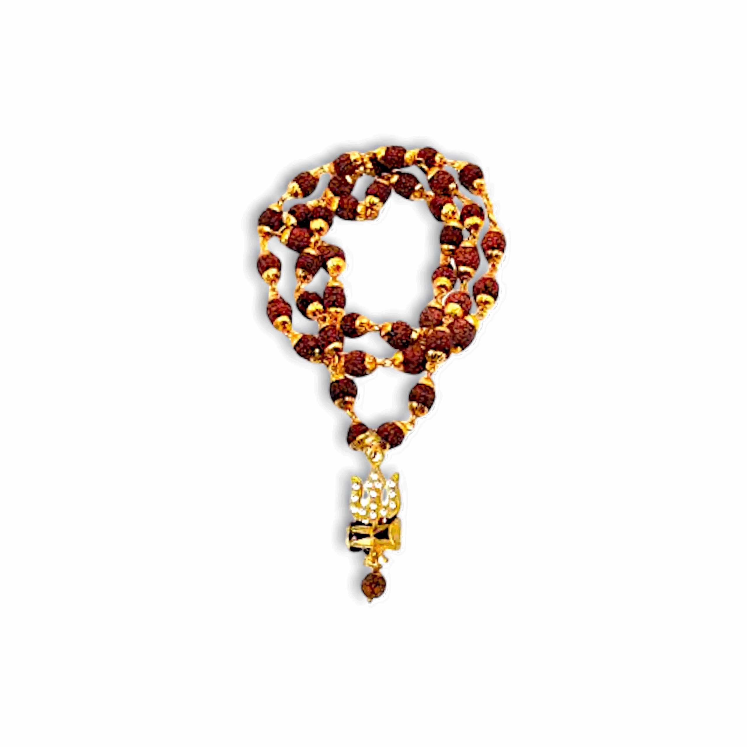 Shiv Rudraksha Mala - Rudraksha Mala -  With Trishul & Damroo