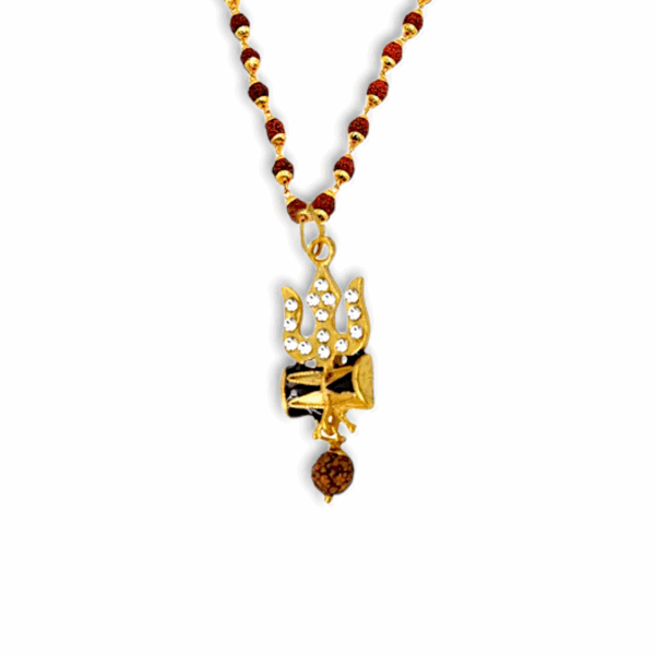 Shiv Rudraksha Mala - Rudraksha Mala -  With Trishul & Damroo - Image 2