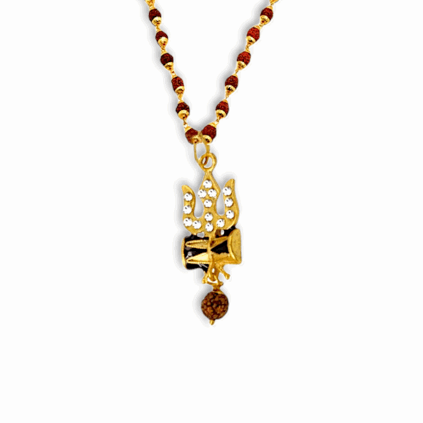 Shiv Rudraksha Mala - Rudraksha Mala -  With Trishul & Damroo - Image 2