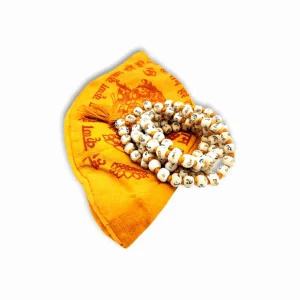 Hare Ram Hare Krishna Jaap Jap Mala - Jap Mala 108+1 Beads With Jholi Bag - Craving on White Rosary Jap Mala