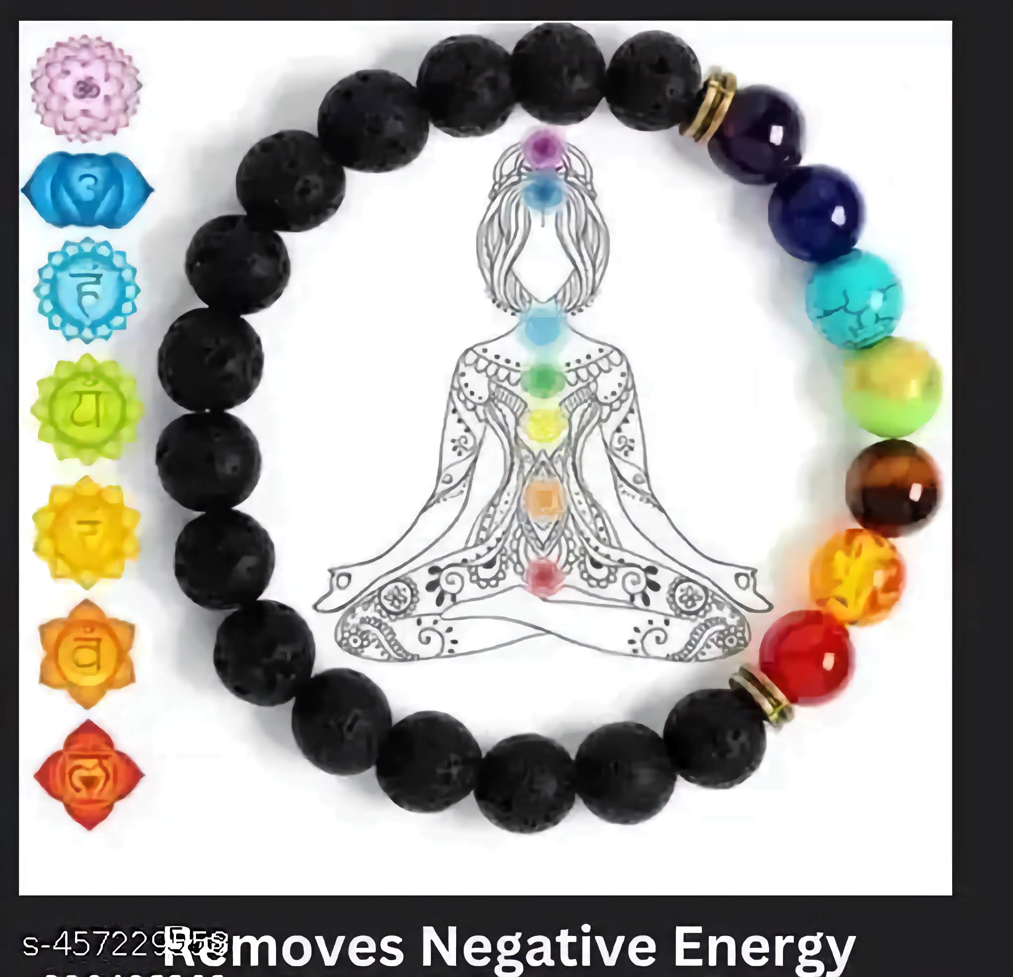 Pure Sterling Silver Elements Reiki Crystal Bracelet - 7 Chakra Healing Bracelet  - With Real Gemstone Bead in Healing - Men and Women