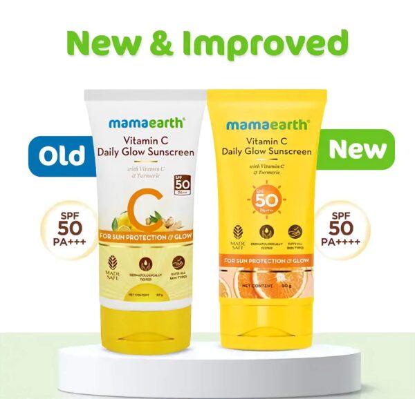 Mamaearth Vitamin C Daily Glow Sunscreen - Vitamin C & Turmeric for Sun Protection & Glow - With SPF 50 & PA+++ - 50gm - Single Piece - Image 4