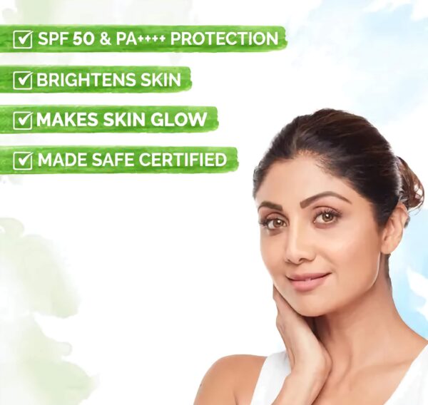 Mamaearth Vitamin C Daily Glow Sunscreen - Vitamin C & Turmeric for Sun Protection & Glow - With SPF 50 & PA+++ - 50gm - Single Piece - Image 3