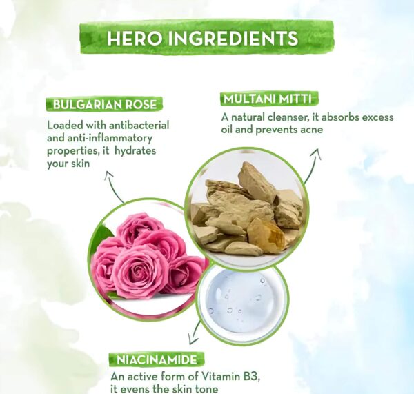 Mamaearth Multani Mitti Face Wash - Multani Mitti & Bulgarian Rose For Oil Control & Acne - 100ml - Image 2