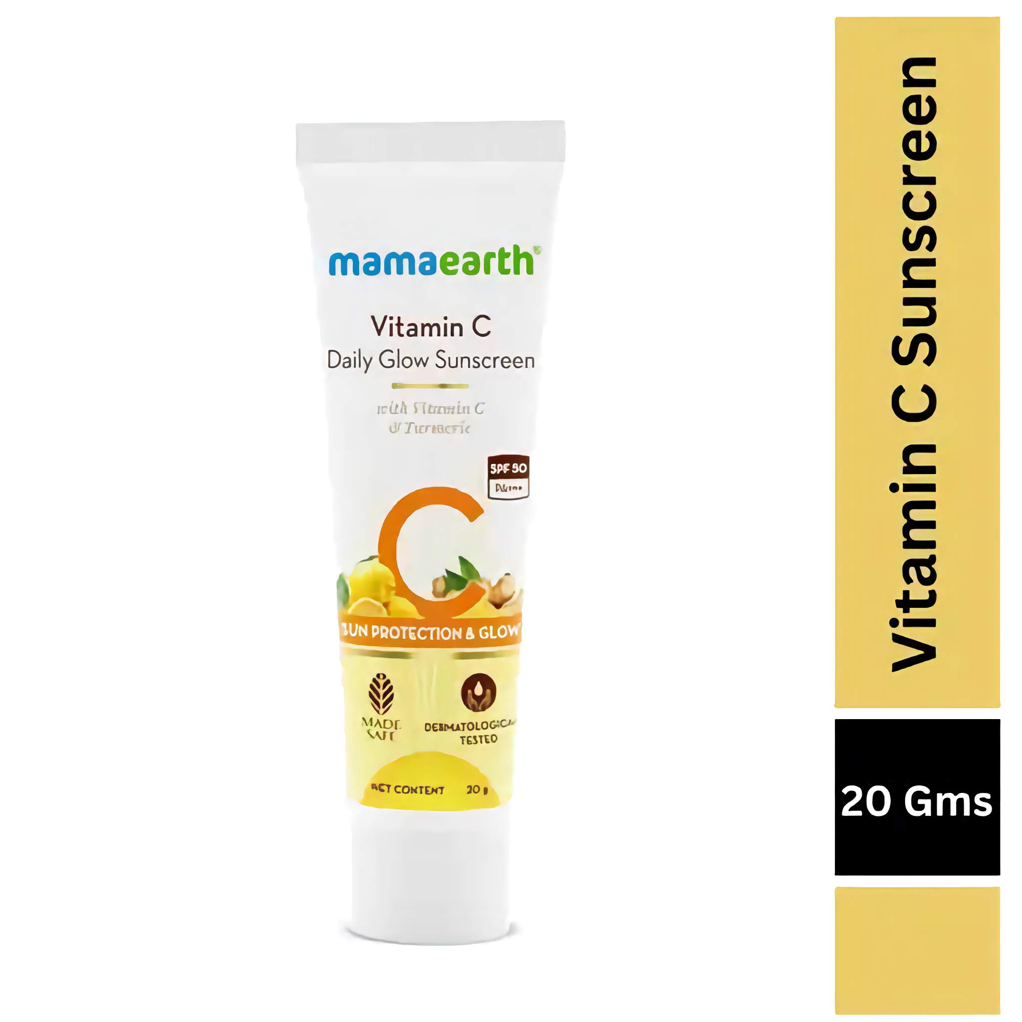 Mamaearth Vitamin C Daily Glow Sunscreen - With Vitamin C & Turmeric - for Sun Protection & Glow - 20 gm