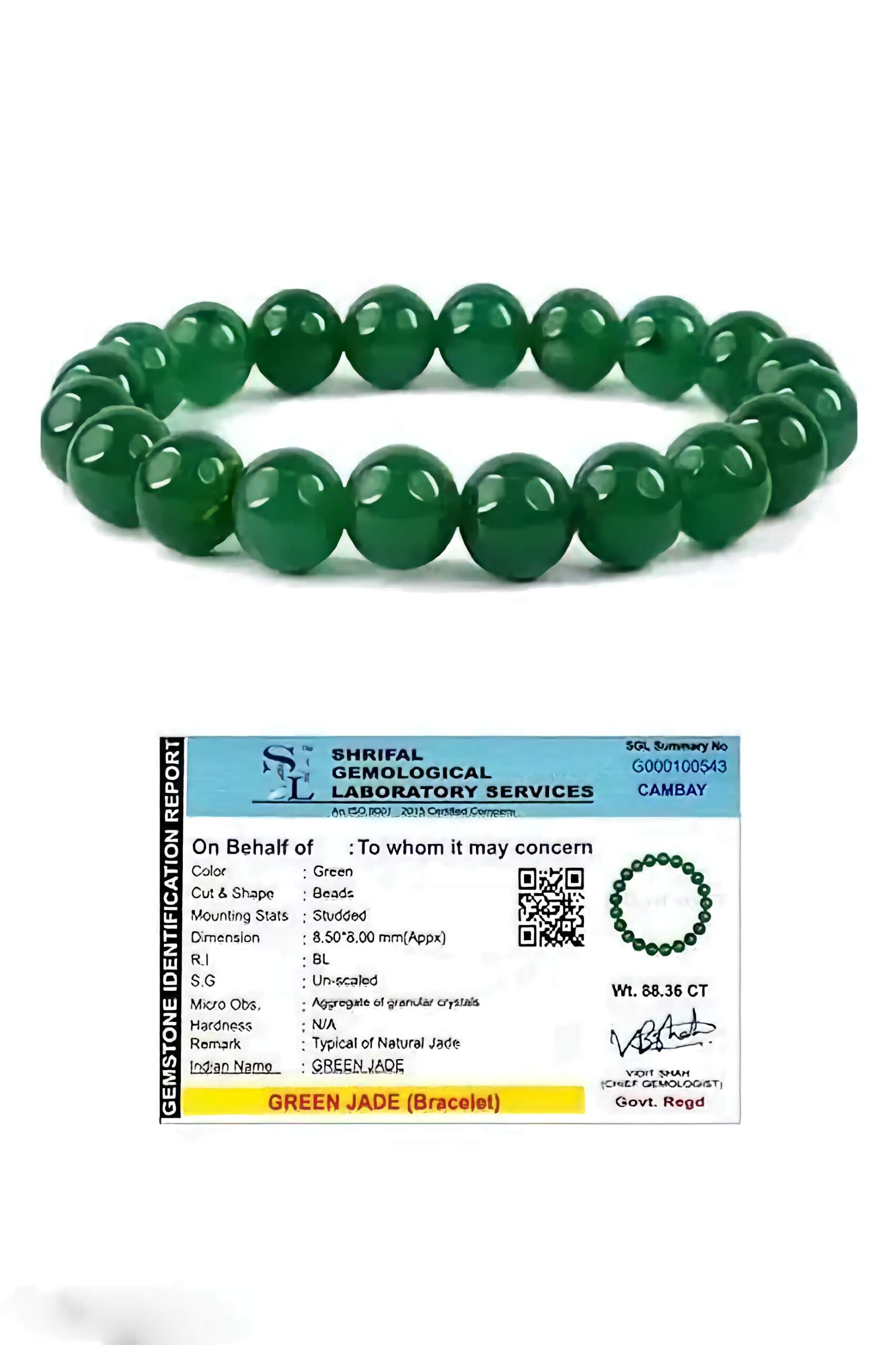 Natural Green Jade Stone Crystal Bracelet - Gemstone Chakra Bracelet - Reiki Healing Jewelry - for Men & Women - Bead 8MM