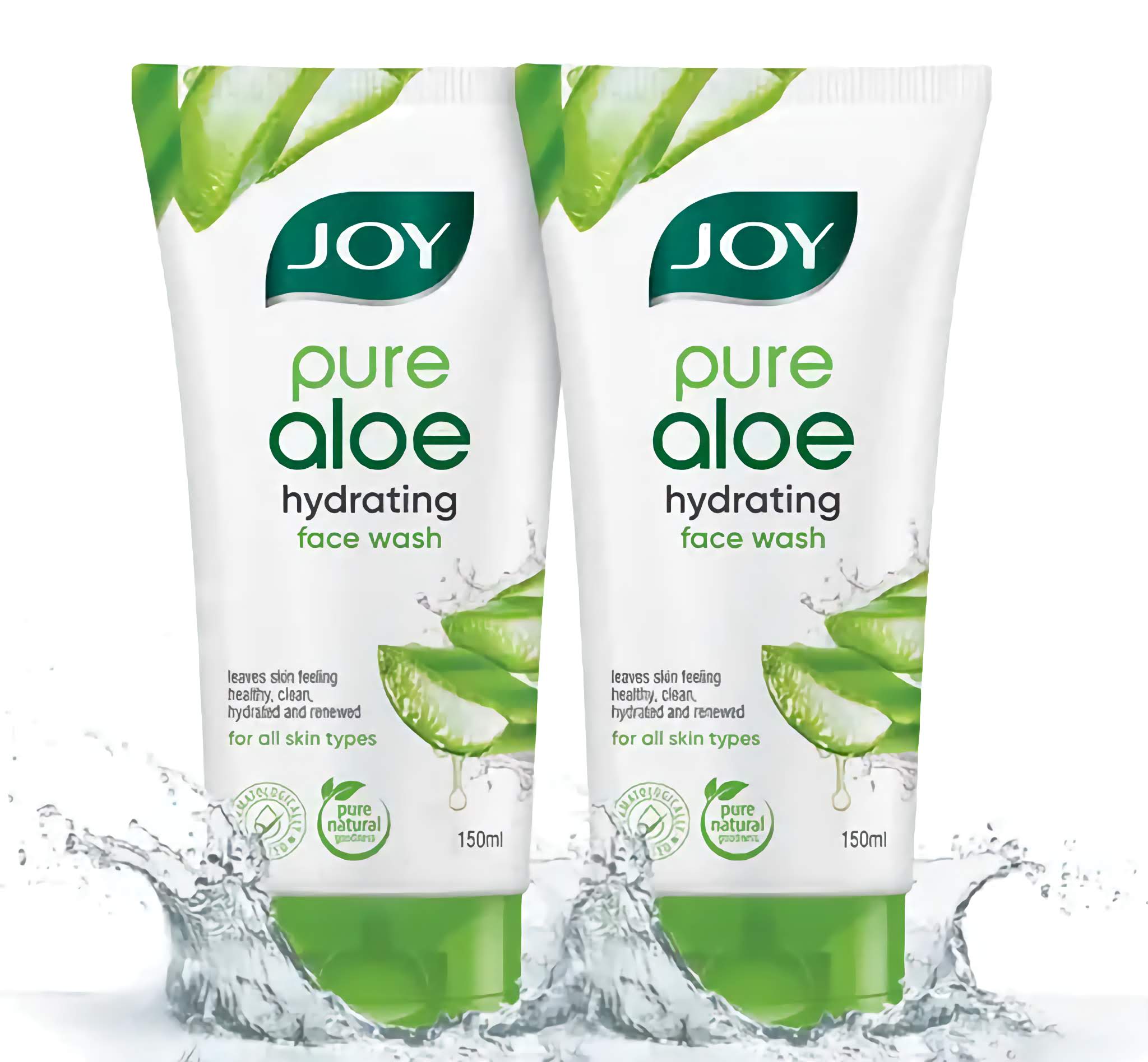 Joy Hydrating AloeVera Face Wash - Controls Excess Oil & Removes Dirt - Set of Two 150ml x 2 = 300ml