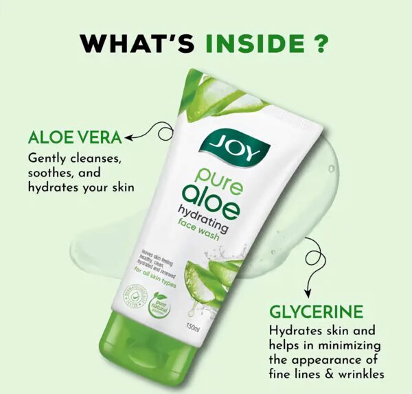 Joy Hydrating AloeVera Face Wash - Controls Excess Oil & Removes Dirt - Set of Two 150ml x 2 = 300ml - Image 3