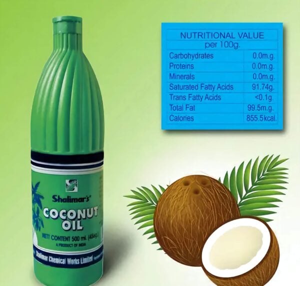 Shalimar's Coconut Oil - green HDPE Coconut Oil 500ml - Pack of Two - Image 4
