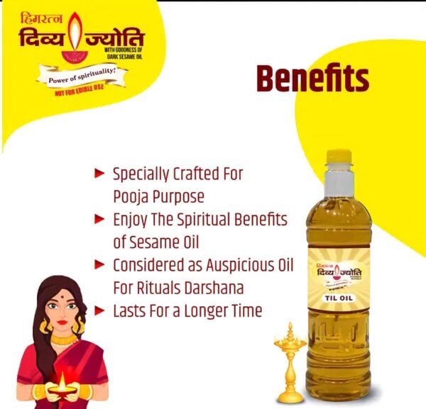 Himratna Divya Jyoti Til Oil - Sesame Oil With Out Edible - For Puja - Festivals, Havan Spiritual Occasions - 400ml Pack of 3 - Image 3