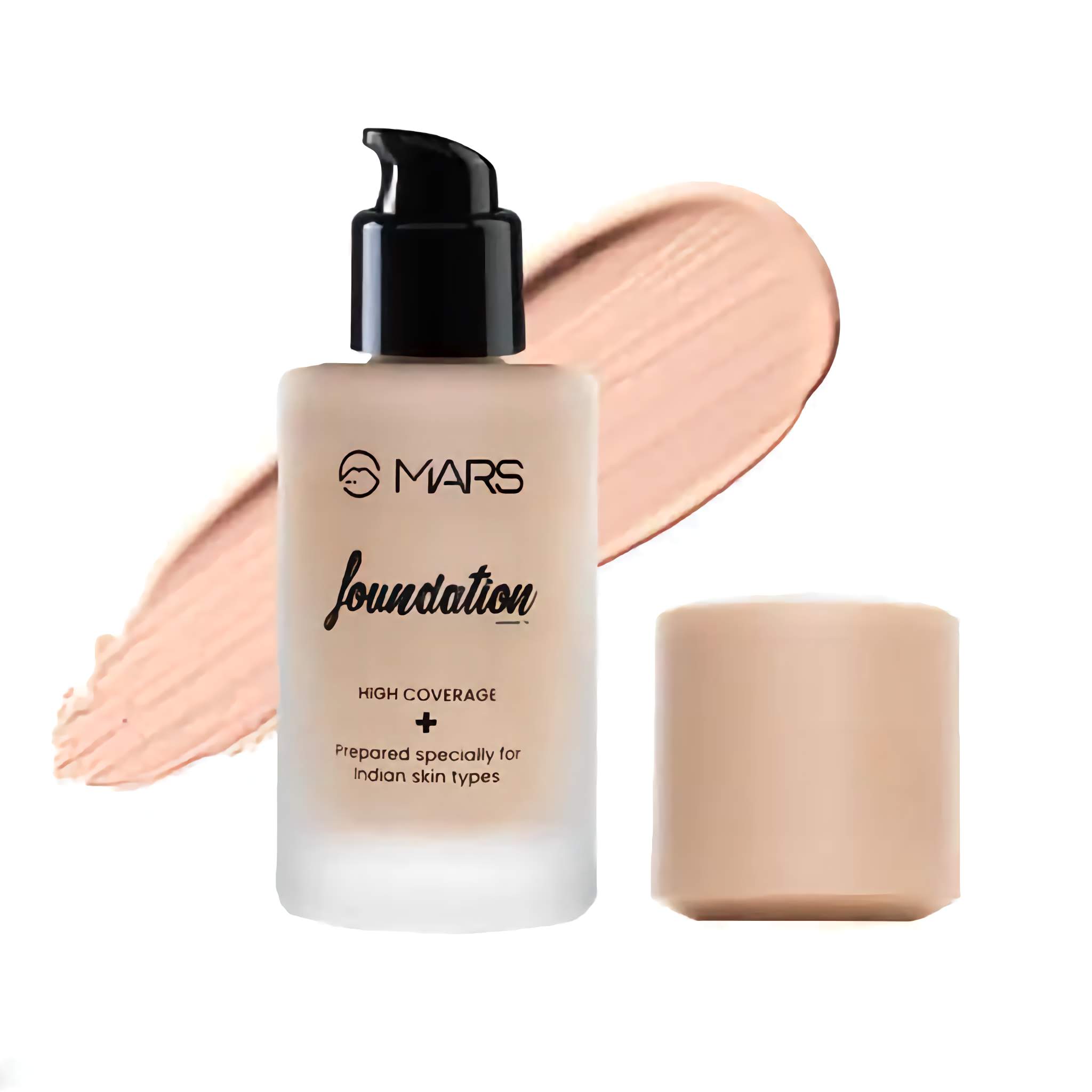 MARS SPF50 PA++++ High Coverage Liquid Foundation - Blemish Free & Blendable Foundation for Makeup - 40ml - Shade-02