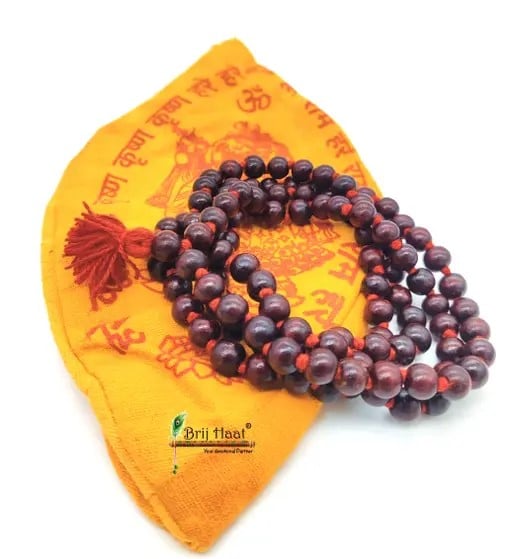 Lal Chandan Rosary Jaap Japa Mala -  Jaap Japa Mala 108 +1 Beads With Jholi Bag 10mm