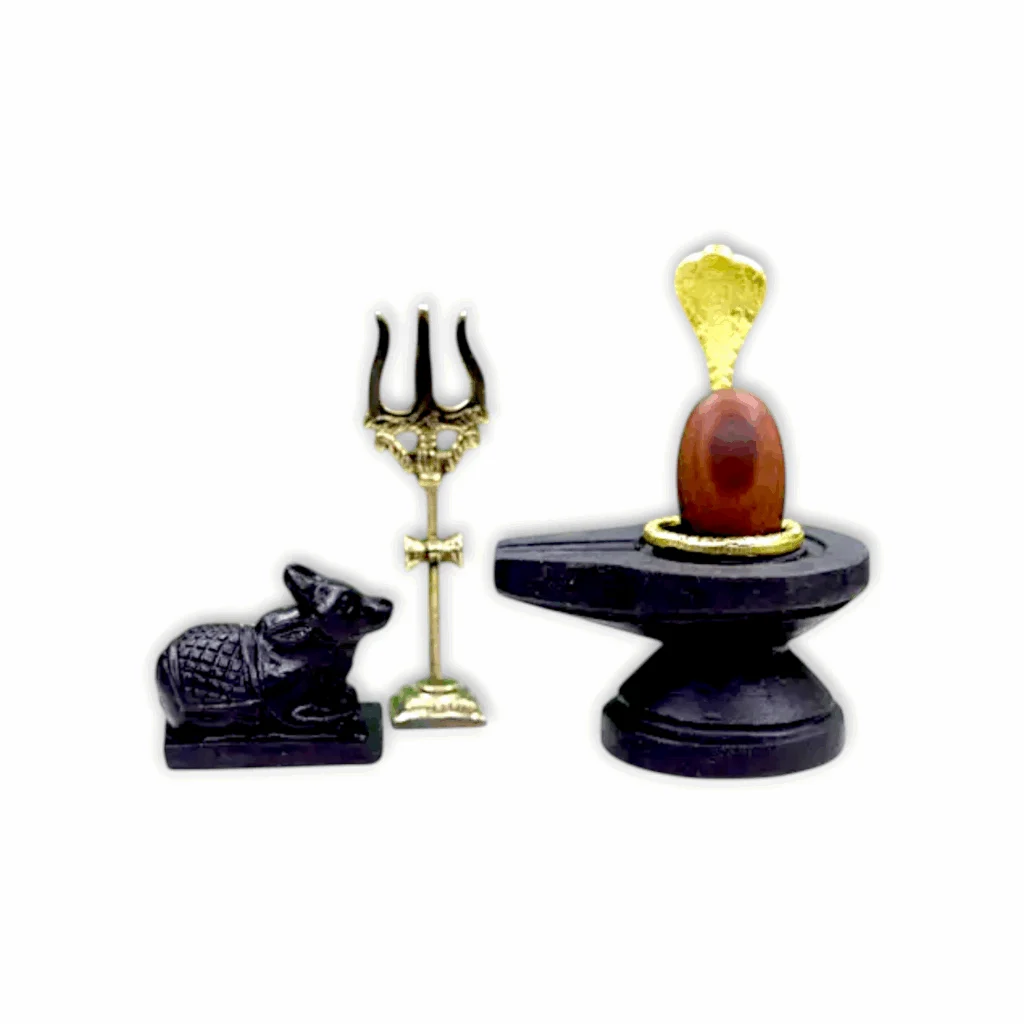 Original Narmadeshwar Shivling - Shivling Original With Jaladhari Base, Naag,Nandi & Trishul - Home Pooja