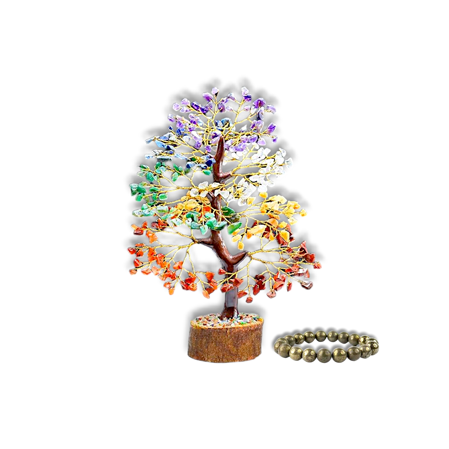 Original Pyrite Bracelet With 7 Chakra crystal Tree of Life - Pyrite Bracelet - Money Magnet Bracelet