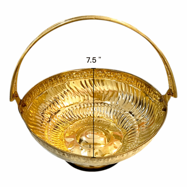 Pure Brass Flower Basket - Brass Flower Container - for Pooja Purpose, Rituals and Decorative Item - Image 5