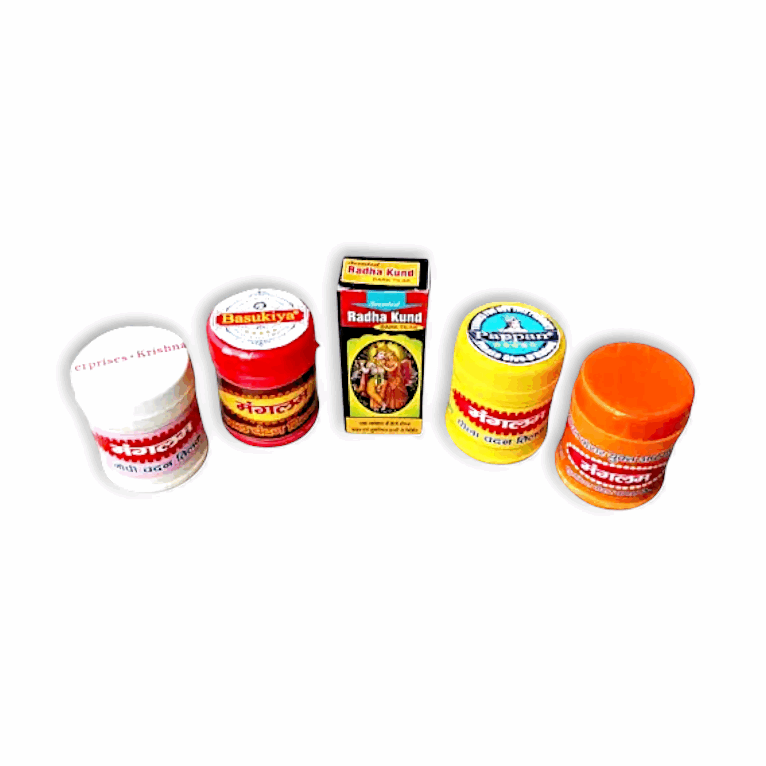 Tilak Stamp With 5 Chandan Box - Radhakund Tilak, Gopi Chandan, Yellow chandan, Kesar Chandan - With 17 Different Types Tilak Stamp