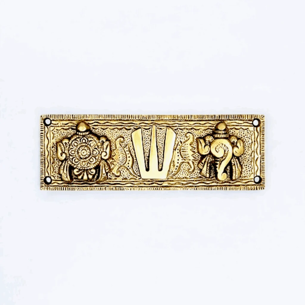 Pure Brass Shri Tirupati Balaji - Door hanging Shankh Chakra - Shankh Chakra Tilak Namah - Image 2