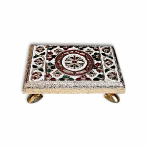 Handcrafted Meenakari Puja Chowki - Chowki for Pooja - Chowki for Home Temple - Pooja Chowki