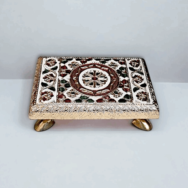 Handcrafted Meenakari Puja Chowki - Chowki for Pooja - Chowki for Home Temple - Pooja Chowki - Image 2