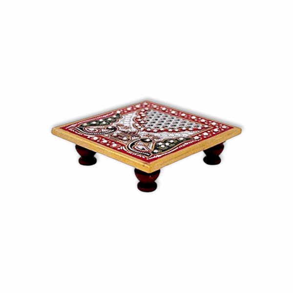 Art Design Marble Pooja Chowki - Handcrafted Marble Chowki - Chowki for Puja - Image 2