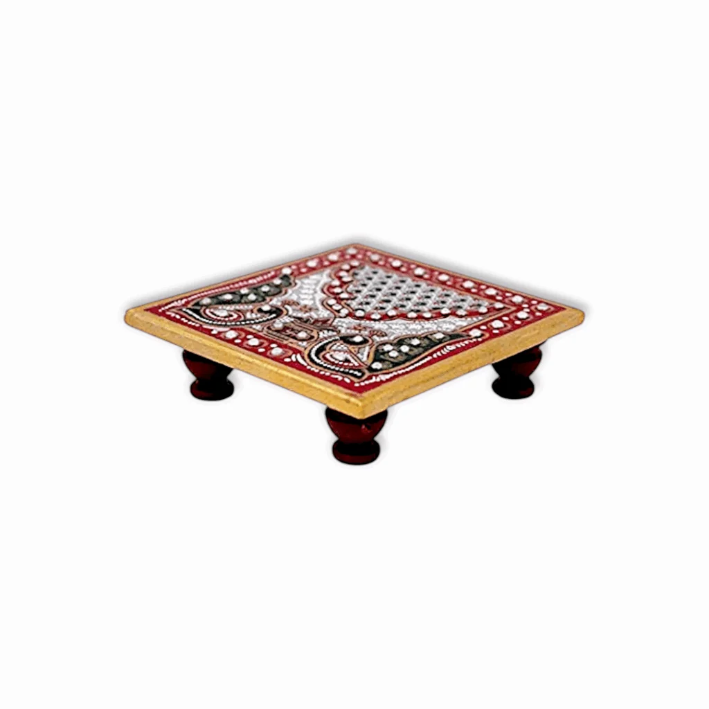 Art Design Marble Pooja Chowki - Handcrafted Marble Chowki - Chowki for Puja - Image 2