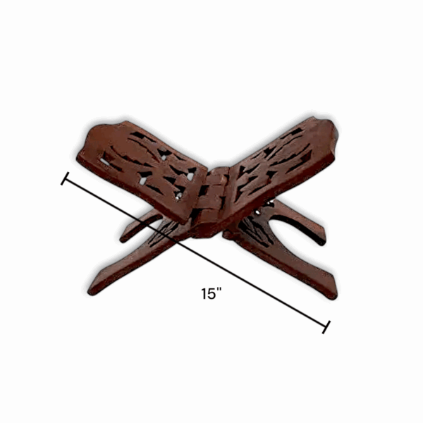 Wooden Hand Carved Holy Book Stand - Gita Stand - Rehal Stand - Image 3