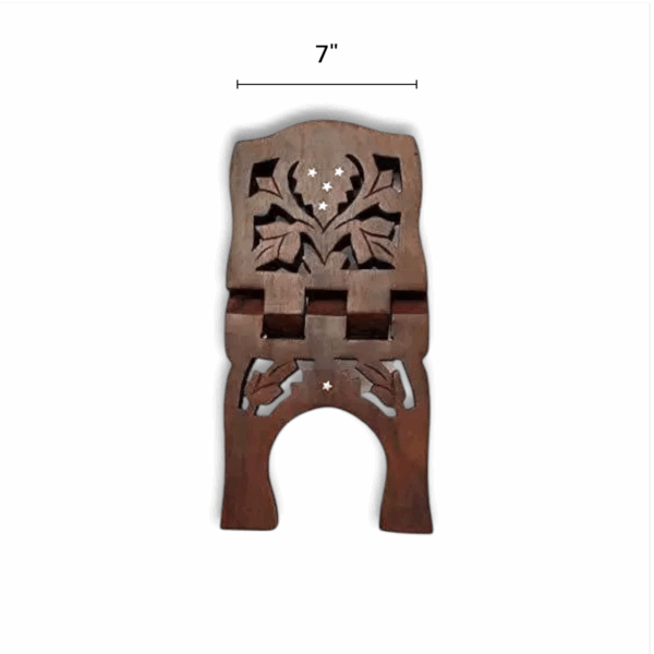 Wooden Hand Carved Holy Book Stand - Gita Stand - Rehal Stand - Image 2