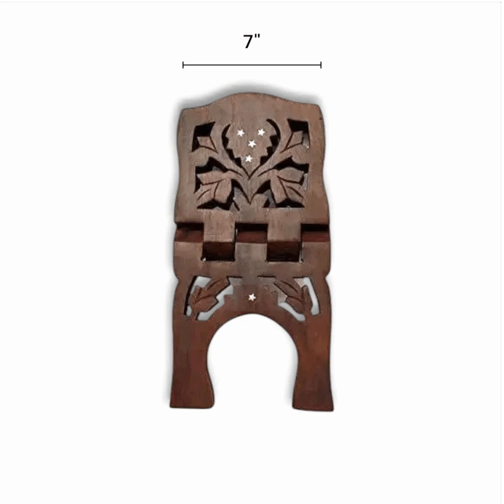Wooden Hand Carved Holy Book Stand - Gita Stand - Rehal Stand - Image 2