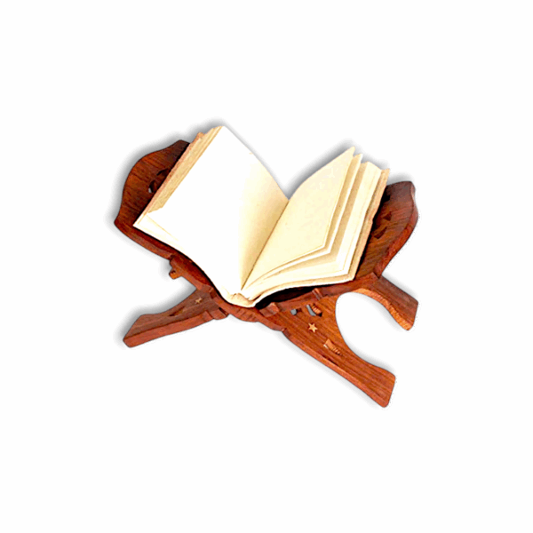 Pure Wooden Hand Carved Holy Book Stand -  Gita Book Stand - Gita Rehal Stand - Image 2