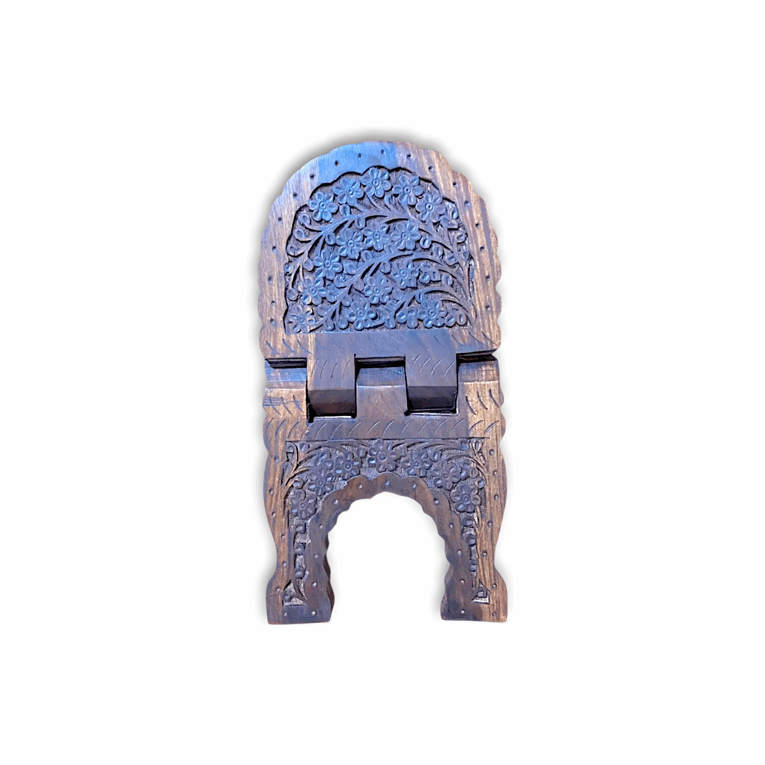 Pure Sheesham Wooden Gita Stand - Hand Carved Holy Book Stand - Gita Stand - Rosewood Gita Rehal