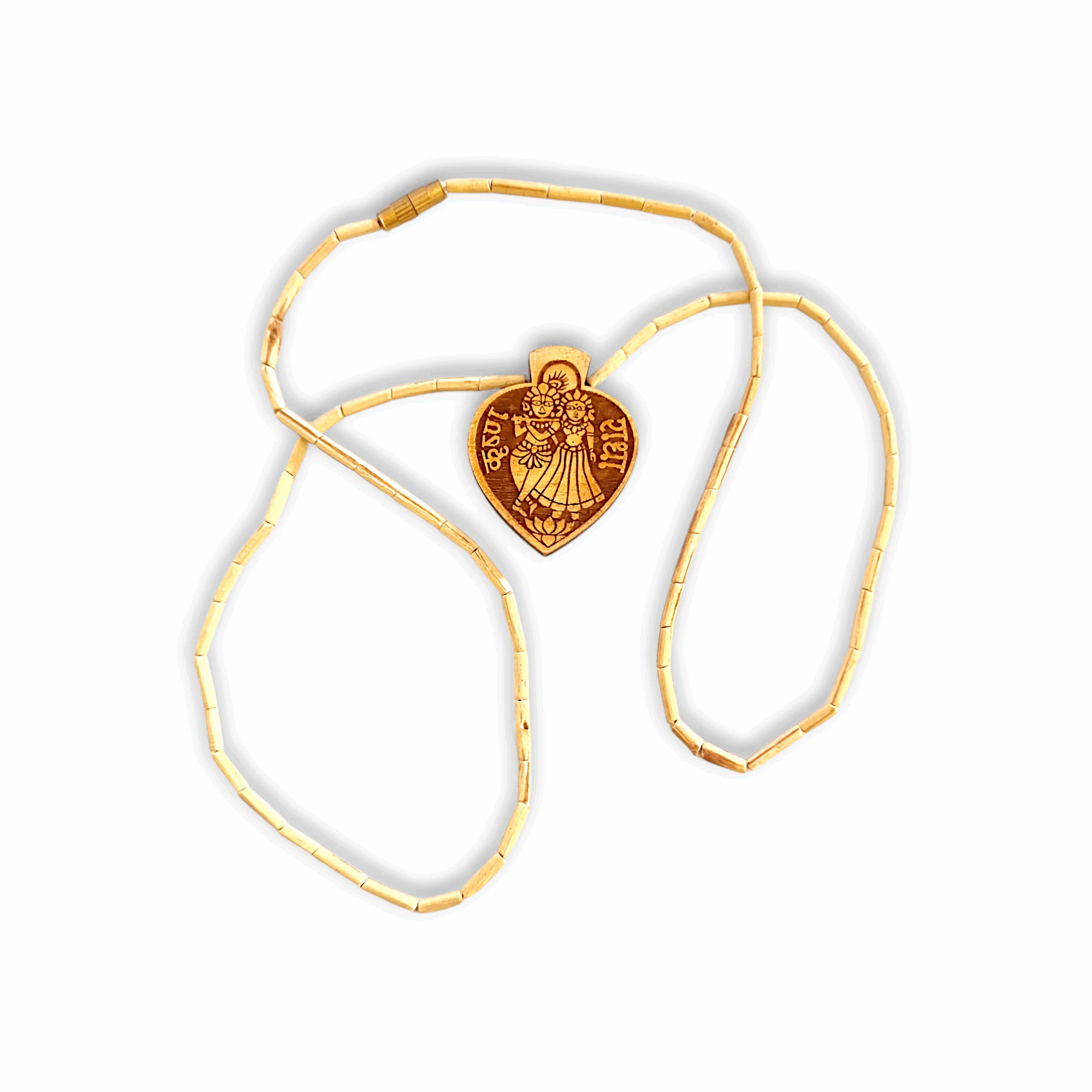 Pure Wooden Tulsi Mala Necklace -  Shire Radha Pendant
