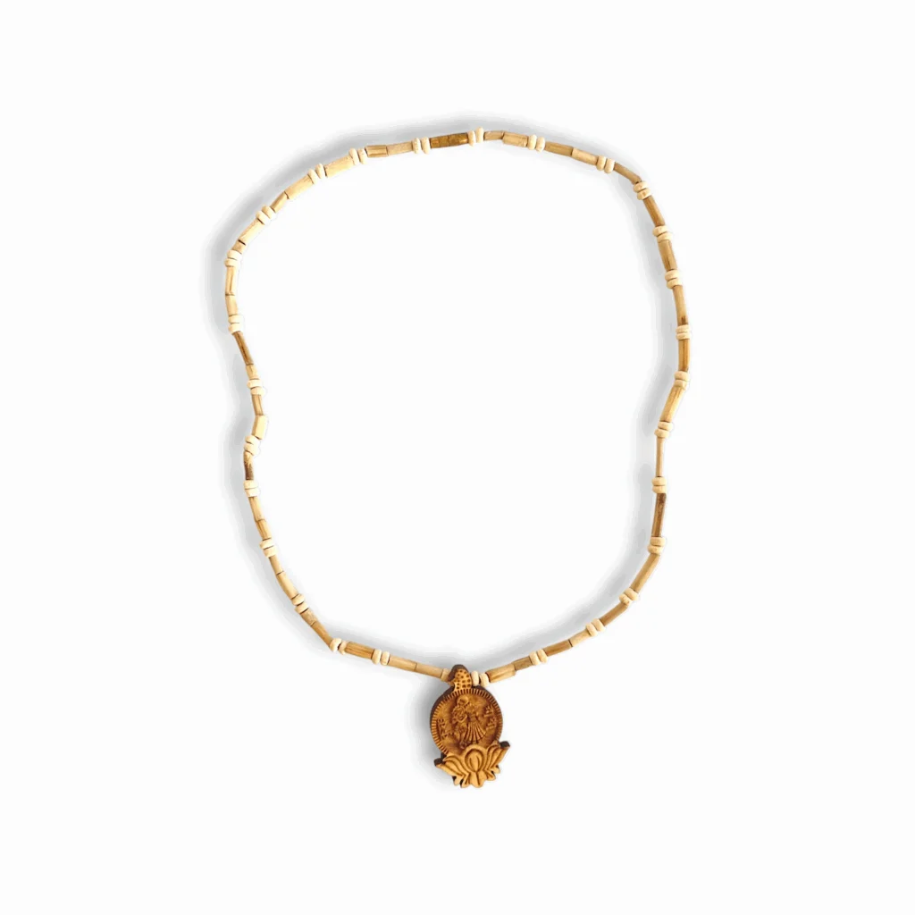 Radha Krishna Tulsi Kanthi Mala - Tulsi Kanthi Mala - Lotus Lotus Motif Radha Krishna Pedant - Image 2