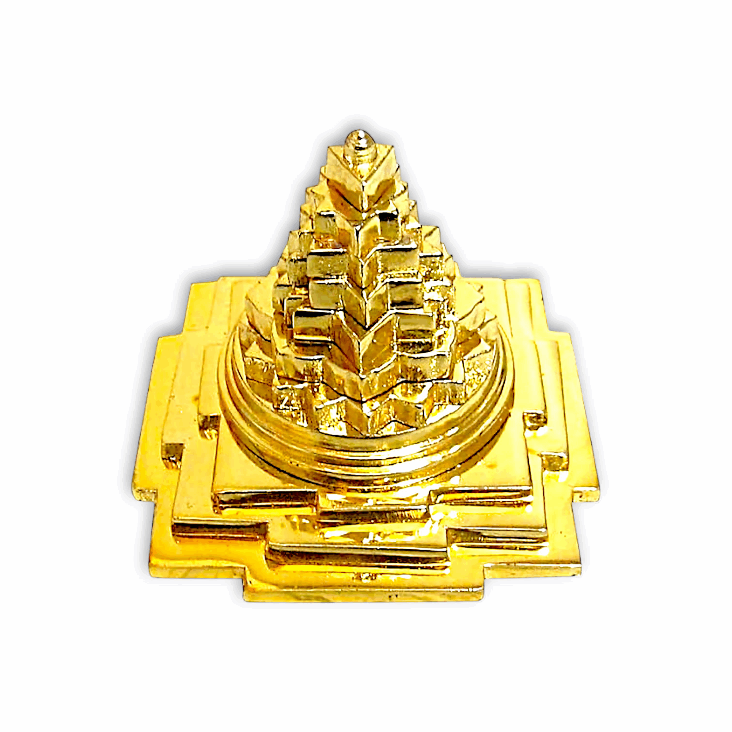 Laxmi Meru Shree Yantra - Gold Plated Metal Laxmi Meru - Shree Laxmi Pyramid Panchdhatu Yantra