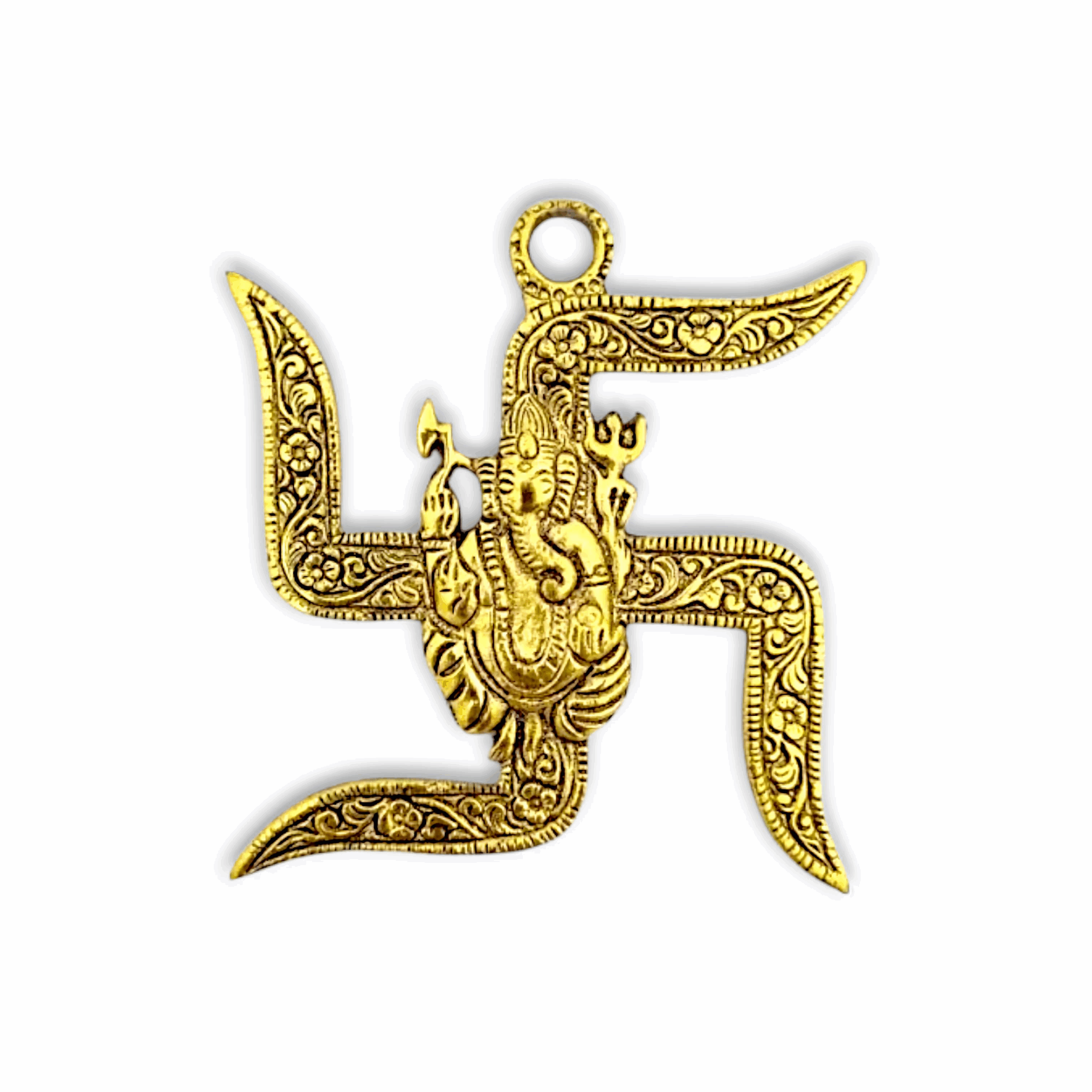 Metal Swastik Ganesh Ji - Om Swastik Yantra - Swastik Ganesha Yantra