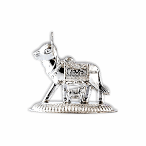Silver Kamdhenu Cow and Calf Idol - Kamdhenu Cow and Calf Idol