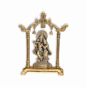 Metal Gold Plated Radha Krishna Idol - Radha Krishna Frame - Radha Krishna Idol Sculpture Statue