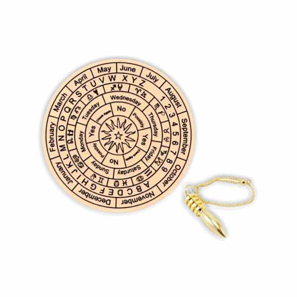 Vastu Vardan Brown Dosing Board - Acrylic Divination Dosing Board - Metaphysical Messagerd with Brass Pendulum