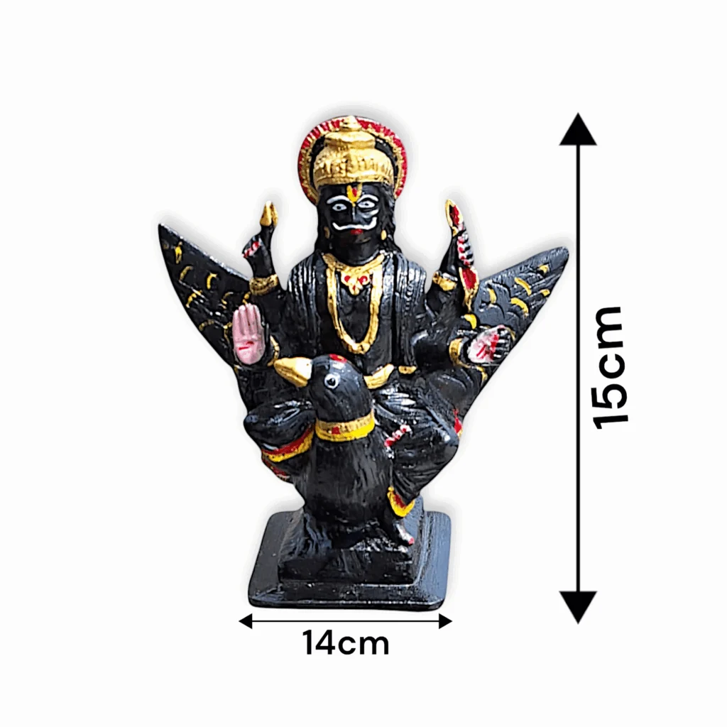 Black Marble Stone HandPainted Lord Shani Dev - Shani Maharaj Murti, Idol and Showpiece - Image 4