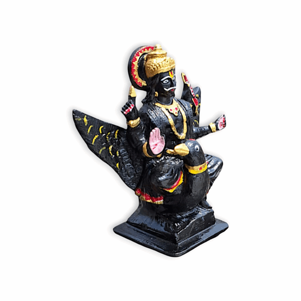 Black Marble Stone HandPainted Lord Shani Dev - Shani Maharaj Murti, Idol and Showpiece - Image 2