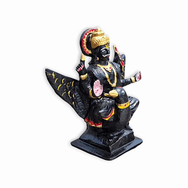 Black Marble Stone HandPainted Lord Shani Dev - Shani Maharaj Murti, Idol and Showpiece - Image 2