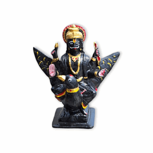 Black Marble Stone HandPainted Lord Shani Dev - Shani Maharaj Murti, Idol and Showpiece