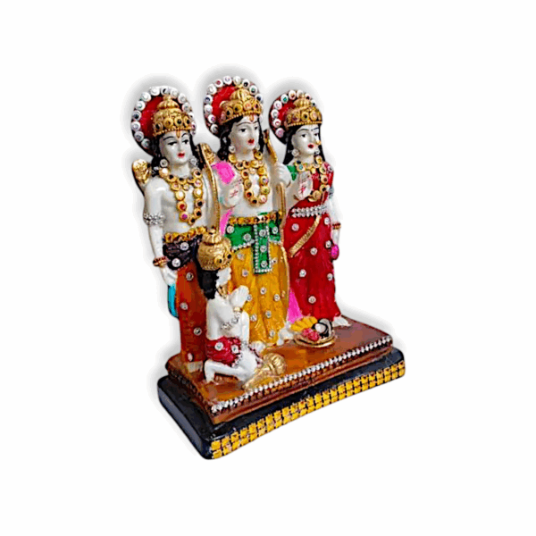 Ram Sita Laxman Hanuman Statue Spiritual Puja Vastu- Multicolored Marble Idol - Image 4