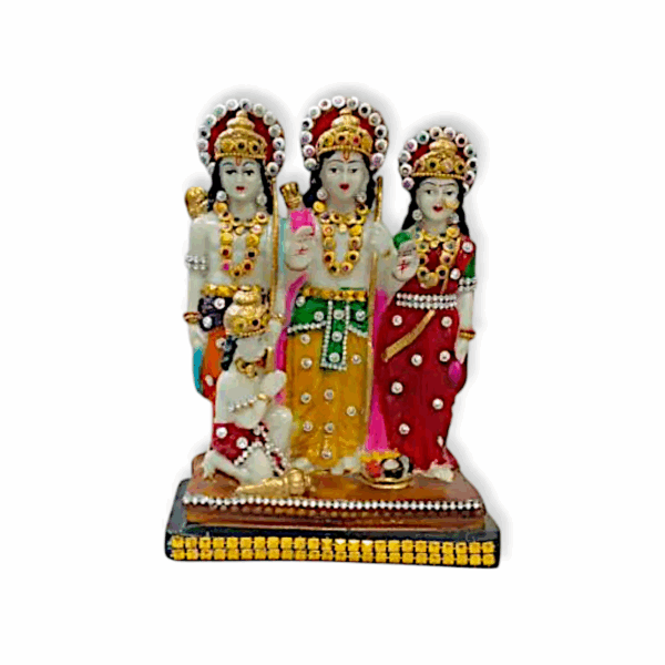 Ram Sita Laxman Hanuman Statue Spiritual Puja Vastu- Multicolored Marble Idol - Image 3