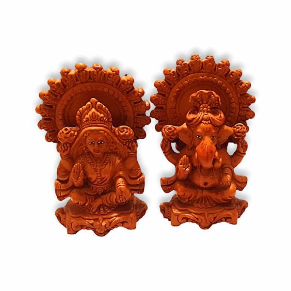 Design Laxmi Ganesh Murti - for Diwali Puja, Lakshmi Ganapati Murti for Home, Office, Diwali Puja - Religious God, Handmade Terracotta Clay Statue, Idol of Clay Pooja Idols - Image 4