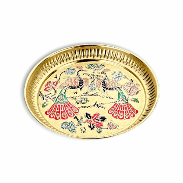Handcrafted Design Brass Aarti Plate - Brass Pooja Thali