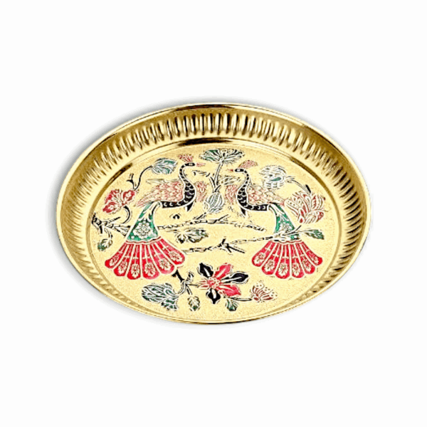 Handcrafted Design Brass Aarti Plate - Brass Pooja Thali
