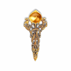 Designed Brass Kapoor Dani - Kapur Burner Embossed Peacock Design Hawan Spoon - Camphor Dani
