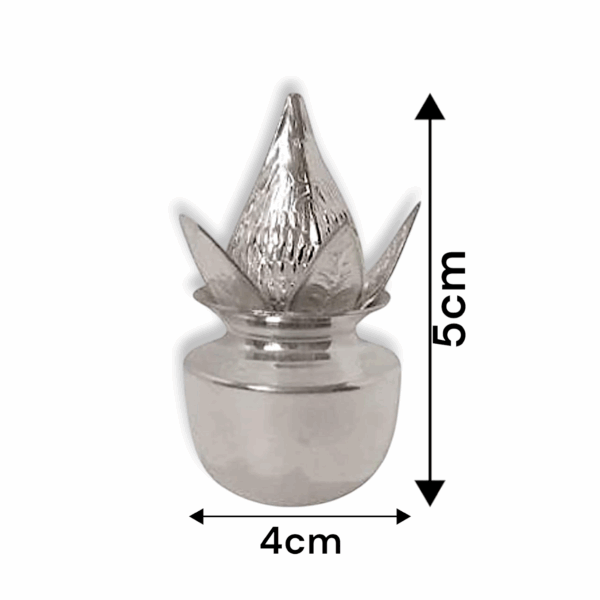 Small Kalasha, Gift - Made By German Silver -for Pooja - Size - 5 cm Height - Image 3