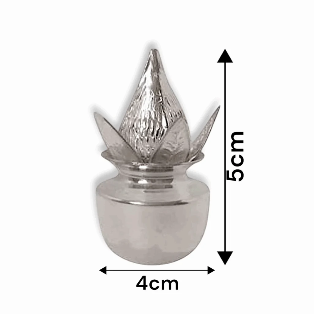 Small Kalasha, Gift - Made By German Silver -for Pooja - Size - 5 cm Height - Image 3